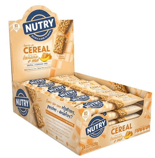 Barra de cereal Aveia com banana e mel caixa com 24 unidades de 22G - NUTRY