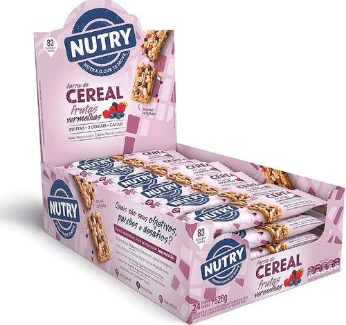 Barra de cereal Frutas Vermelhas caixa com 24 unidades de 22g - NUTRY