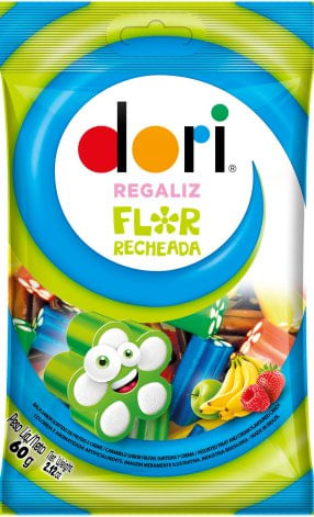 Bala Regaliz flor recheada com 60g - Dori