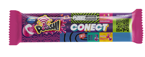 Chiclete Conect sabor sortido de uva e tutti frutti com 20g - Poosh