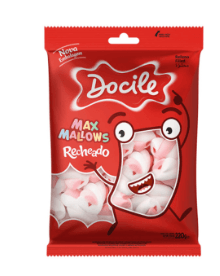 Maxmallows rosa recheado com 220g - Docile