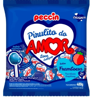 Pirulito Maça do Amor Framboesa Pacote com 480g - Amor