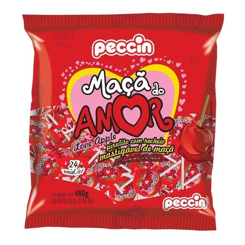 Pirulito Maça do Amor Pacote com 480g - Amor