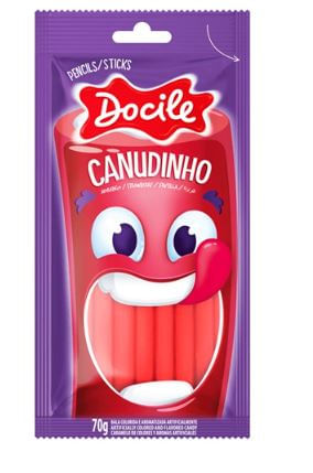 Regaliz canudinho sabor morango com 70g - Docile