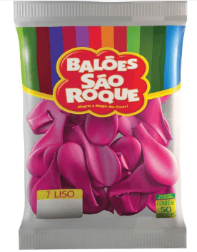 Balão 7 liso Rosa Shock com 50 unidades- São Roque