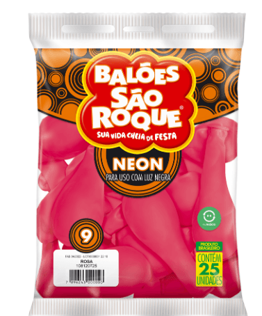 Balão 9 Neon rosa com 25 unidades- São Roque