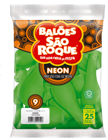 Balão 9 Neon verde com 25 unidades- São Roque