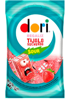 Bala Regaliz Tijolo Sour recheada com 60g - Dori