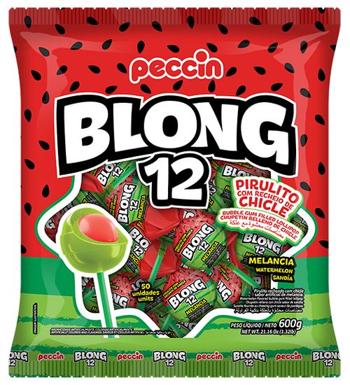 Pirulito com recheio de chicle sabor Melancia com 600g- Blong