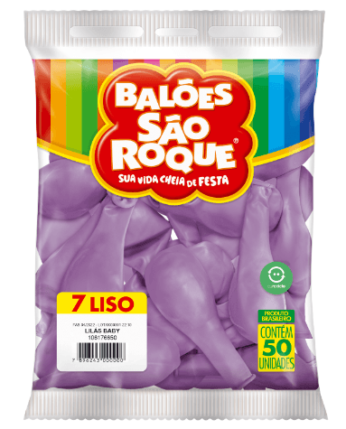 Balão 7 liso lilas baby com 50 unidades - São Roque