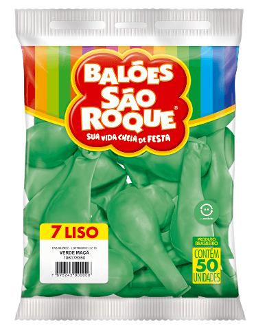 Balão 7 liso Verde Maça com 50 unidades - São Roque