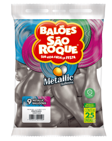 Balão 9 Metalicc Balloon Prata com 25unidades - São Roque