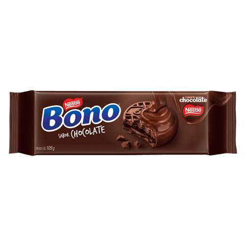 Biscoito Bono sabor Chocolate coberto com chocolate ao leite com 109g- Nestlé