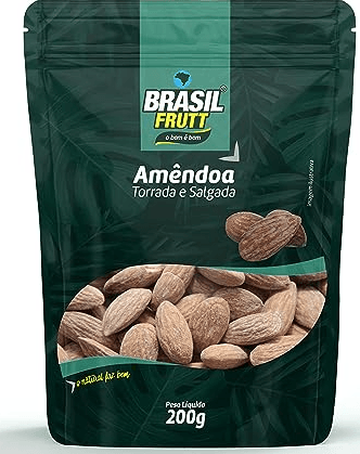 Amêndoa torrada e salgada pacote com 200g - Brasil Frutt