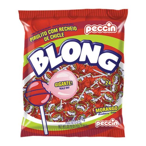 Pirulito Gigante com recheio de chicle sabor Morango com 672g- Blong