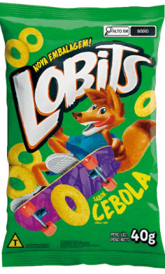 Salgadinho sabor cebola Fardo com 10 unidades de 40g - Lobits