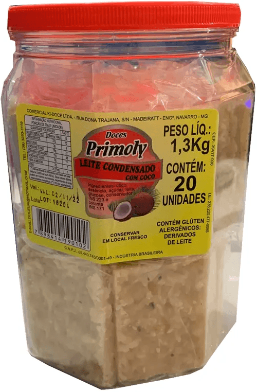 Cocada Leite Condensado com Coco pote com 20 unidades - Primoly