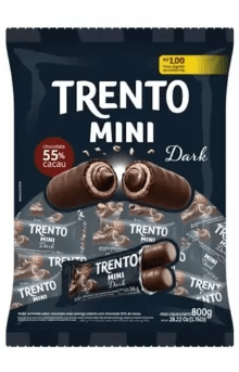 Chocolate sabor meio amargo 55% cacau 16g pacote com 800g - Trento Mini