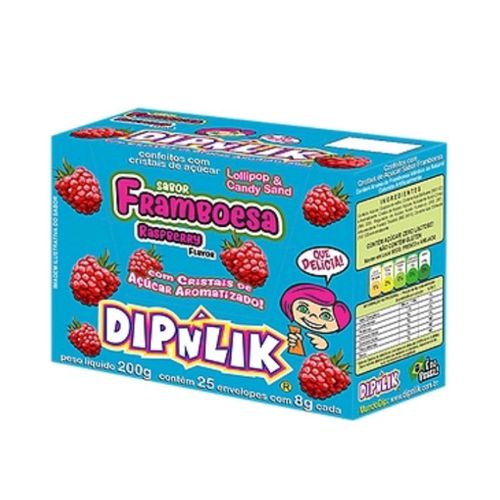 Pirulito com cristais de açúcar sabor Framboesa caixa com 25 unidades - Dipnlik