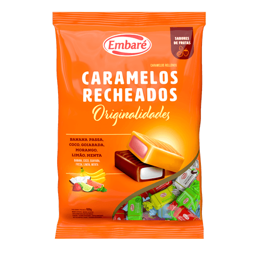 Caramelos recheados sabor sortido 600g - Embaré