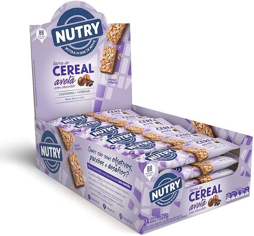 Barra de cereal Avelã com chocolate caixa com 24 unidades de 22g - NUTRY