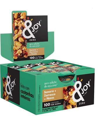 Barra de cereal zero com banana, damasco e nozes caixa com 12 unidades de 25g - Nuts&Joy