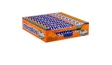 Stick de bala mastigável sabor Fanta Laranja caixa com 16 unidades de 37,5g - Mentos