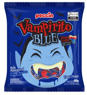 Bala mastigável sabor tutti- frutti pacote com 600g - Vampirito Blue