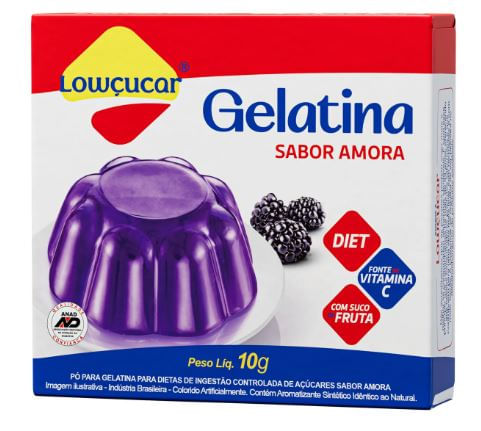 Gelatina em Pó diet sabor amora com 10g - Lowçucar