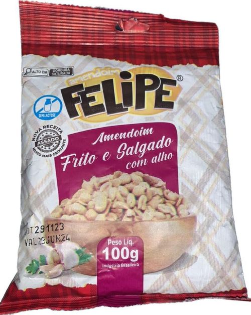 Amendoim frito e salgado com alho pacote com 100g - Felipe