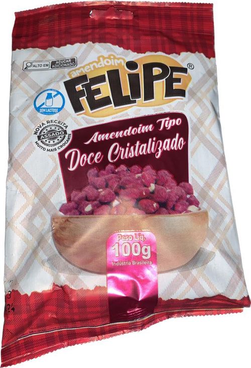 Amendoim tipo doce cristalizado pacote com 100g - Felipe