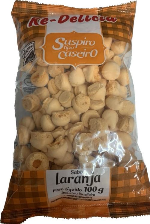 Suspiro tipo caseiro sabor laranja com 100g - Ke-Delicia