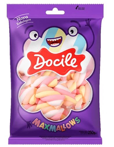 Maxmallows twist color 2 morango com 250g - Docile