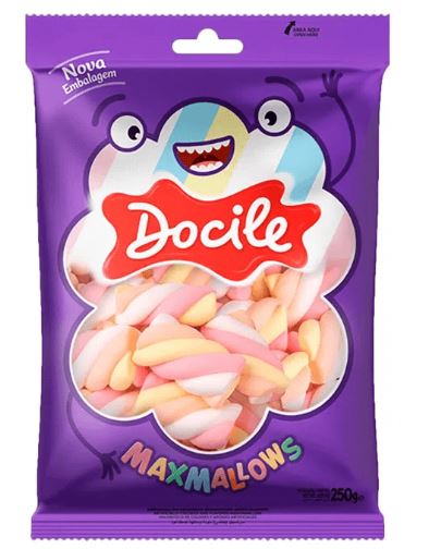 Maxmallows twist color 2 morango com 250g - Docile