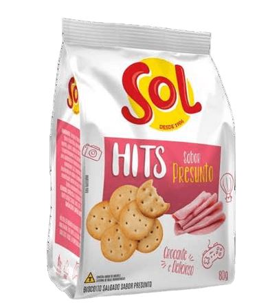 Biscoito Hits salgado sabor presunto 80g - Sol