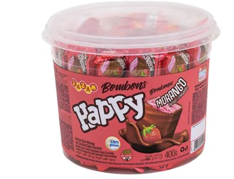 Bombom sabor morango pote 400g - Happy Jazam