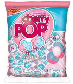 Pirulito Cherry Pop sabor algodão doce com 50 unidades - Sam's