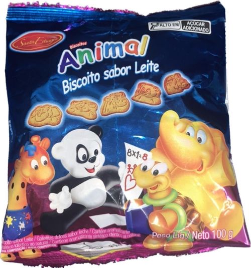 Biscoito Animal sabor leite pacote com 100g - Santa Edwiges