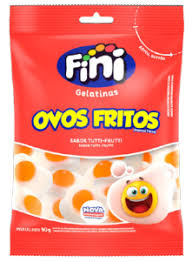 Bala de gelatina ovos fritos sabor tutti-frutti Pacote com 90g - Fini