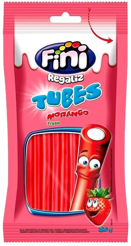 Tubes sabor Morango Pacote com 80g - Fini