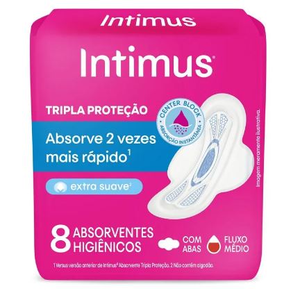 Absorvente extra suave fluxo médio com abas pacote com 8 unidades - Intimus