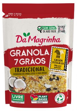 Granola 7 grãos tradicional castanha do Pará, coco e uva passa  250g  - Da Magrinha