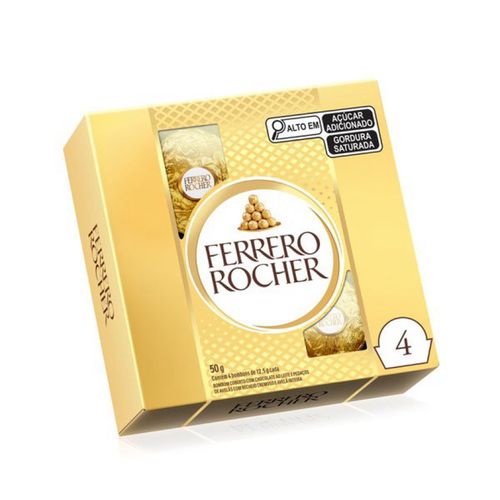 Bombom com recheio cremoso de avelã 4 unidades - Ferrero Rocher