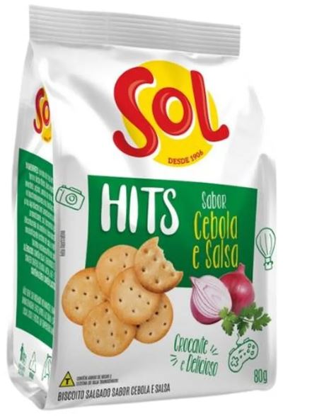 Biscoito Hits salgado sabor cebola  e salsa 80g - Sol