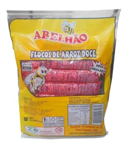 Flocos de arroz doce pacote com 15 unidades - Abelhão