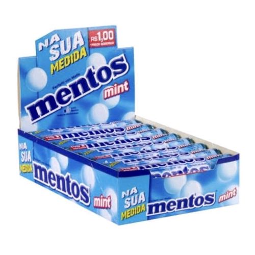 Stick de bala mastigável sabor Mint  caixa com 16 unidades de 37,5g - Mentos