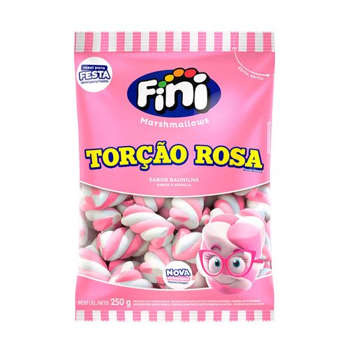 Marshmallow torção Rosa pacote com 250g - Fini