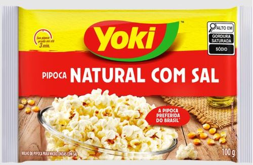 Pipoca de micro-ondas natural com sal 100g - Yoki