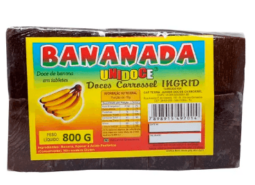 Doce bananada lisa em tabletes pacote com 800g - Unidoce