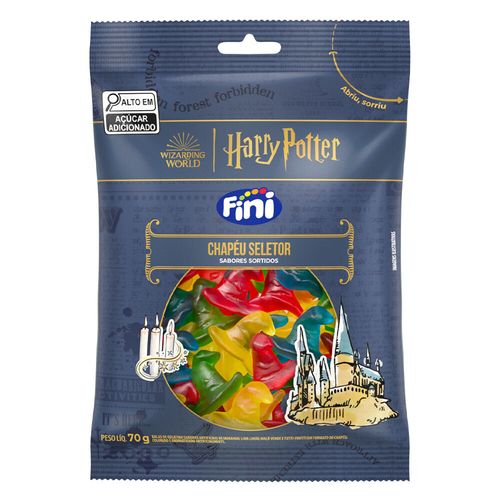 Bala de gelatina sabor sortido em formato de chapéu seletor 70g edição Harry Potter - Fini